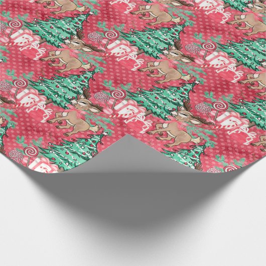 Rentierpackung in Rosa Geschenkpapier (Ecke)
