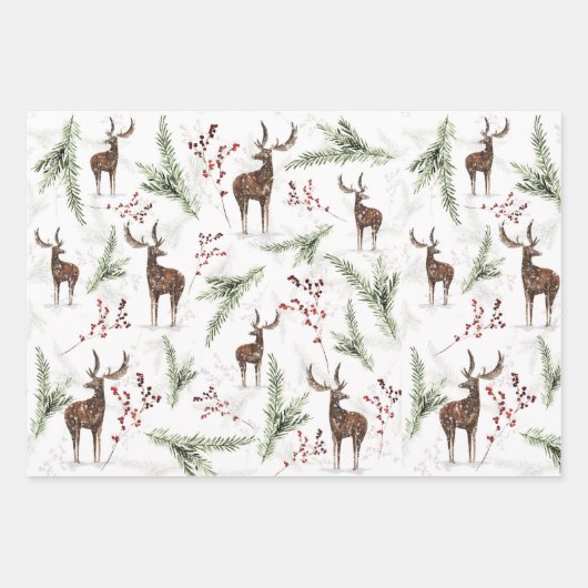 Rentierpapier Geschenkpapier Set (Vorderseite)