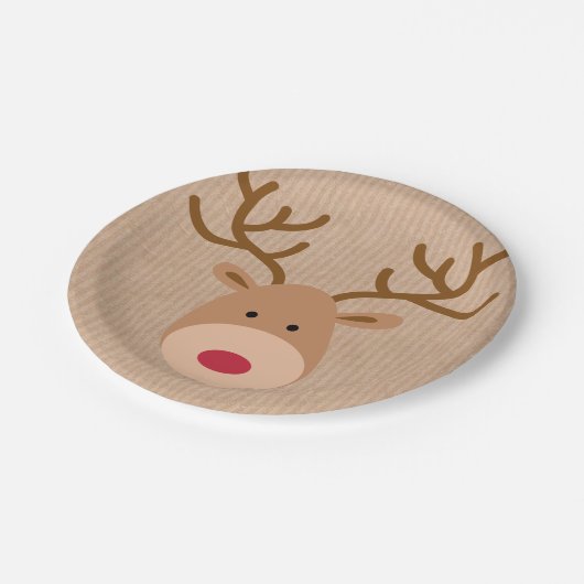 Rentierpapier-Teller Pappteller (Schrägansicht)