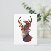 Rentierportrait Cartoon Postkarte (Stehend Vorderseite)