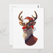 Rentierportrait Cartoon Postkarte (Vorne/Hinten)