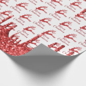 Rentierroter Glitzer - frohe Weihnachten Geschenkpapier (Ecke)