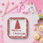 Rentierroter Glitzer - frohe Weihnachten Pappteller (Party)