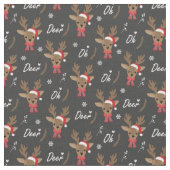Rentiers Christmas Oh Deer Seamless Pattern Stoff (Nahaufnahme)