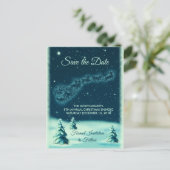 Rentiers Pulling Santa Claus Xmas Save the Date Postkarte (Stehend Vorderseite)