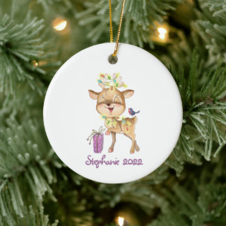 Rentiers Weihnachtslichter Keramik Ornament