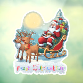 Rentierschlitten mit Rudi - Fensteraufkleber
