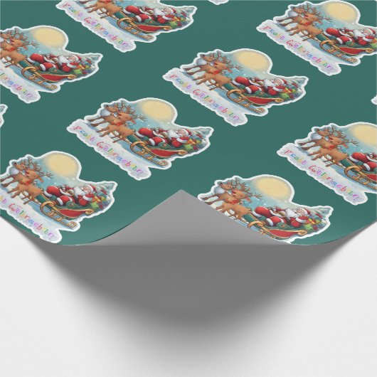 Rentierschlitten mit Rudi - Geschenkpapier (Ecke)