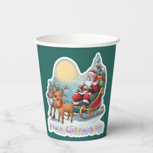 Rentierschlitten mit Rudi - Pappbecher (Rückseite)