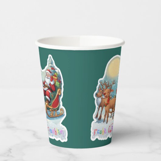 Rentierschlitten mit Rudi - Pappbecher (Links)