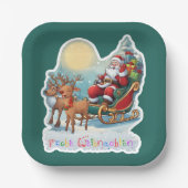 Rentierschlitten mit Rudi - Pappteller (Vorderseite)