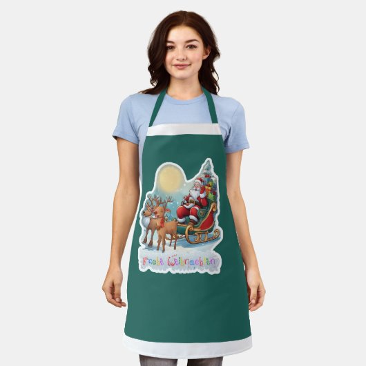 Rentierschlitten mit Rudi - Schürze (Getragen)