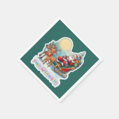 Rentierschlitten mit Rudi - Serviette (Ecke)