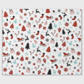 Rentierschlitten Weihnachtskiefern Geschenkpapier (Flach)