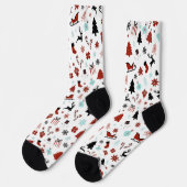 Rentierschlitten Weihnachtskiefern Socken (Linkes Detail)