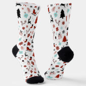 Rentierschlitten Weihnachtskiefern Socken (Gewinkelt)