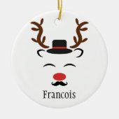 Rentierschwarzer Hut Schnurrbart personalisierter  Keramik Ornament (Vorne)