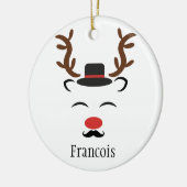 Rentierschwarzer Hut Schnurrbart personalisierter  Keramik Ornament (Links)