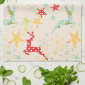 Rentierspringen, Sterne und Schneeflocken Handtuch (Gefaltet)