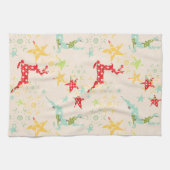 Rentierspringen, Sterne und Schneeflocken Handtuch (Horizontal)