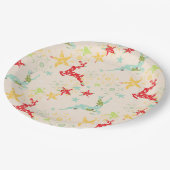 Rentierspringen, Sterne und Schneeflocken Pappteller (Schrägansicht)