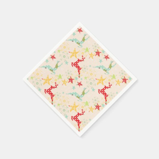 Rentierspringen, Sterne und Schneeflocken Serviette (Ecke)