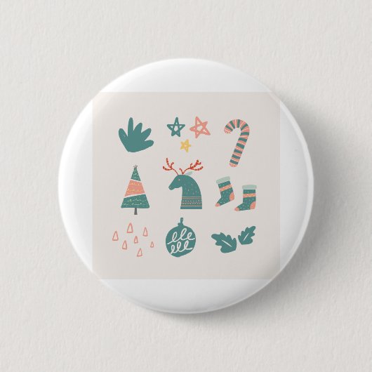 Rentierstars Socks Candy Cane Button (Vorderseite)