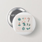 Rentierstars Socks Candy Cane Button (Vorne & Hinten)