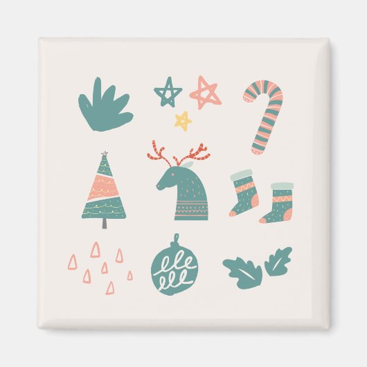Rentierstars Socks Candy Cane Magnet (Vorne)