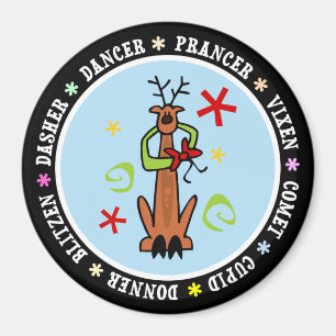 Rentierstars & Wirbel Cartoon Magnet