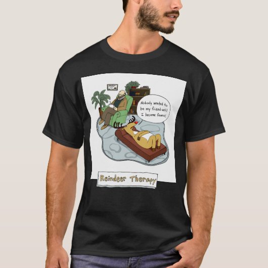 Rentiertherapie Humoraler Weihnachtsbaum Cartoon T-Shirt (Vorderseite)