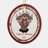 Rentiertriplets 1. Weihnachtsfeier Keramikornament (Links)
