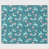 Rentiervogel aquamarine aqua-rote Weihnachtspackun Geschenkpapier (Flach)