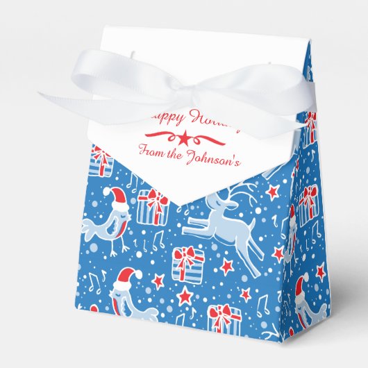 Rentiervogel Blaue Weihnachtsmuster Geschenkboxen Geschenkschachtel (Vorderseite)