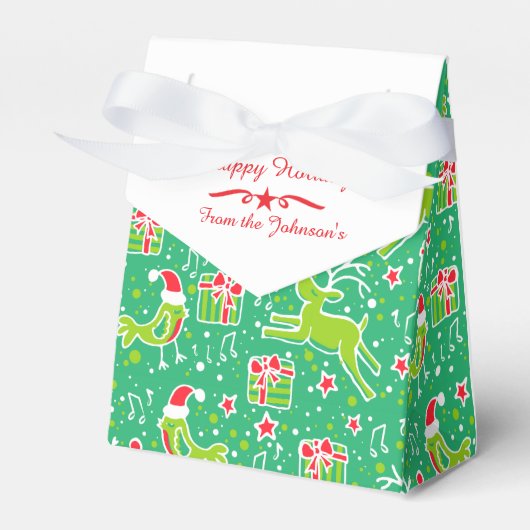 Rentiervogel-Grün Weihnachtsmuster Geschenkboxen Geschenkschachtel (Vorderseite)