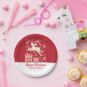 Rentiervogelmuster aus Rotpapier-Teller Pappteller (Party)