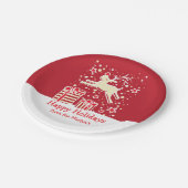 Rentiervogelmuster aus Rotpapier-Teller Pappteller (Schrägansicht)