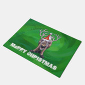 Rentierweihnachtsfest auf Green Fußmatte (Schrägansicht)