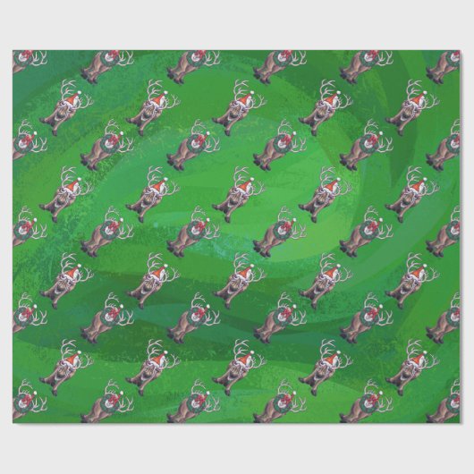 Rentierweihnachtsfest auf Green Geschenkpapier (Flach)