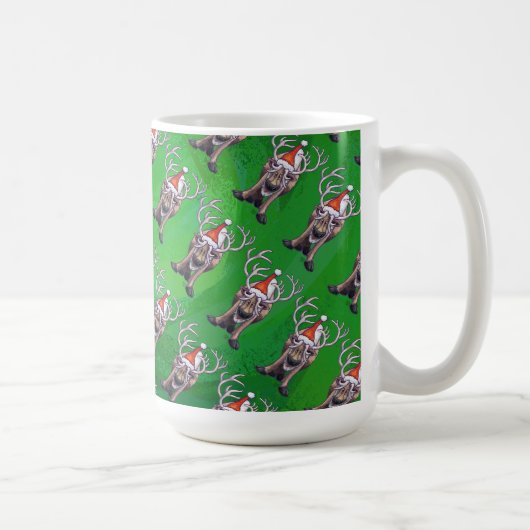 Rentierweihnachtsfest auf Green Kaffeetasse (Rechts)