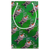 Rentierweihnachtsfest auf Green Kleine Geschenktüte (Rückseite)