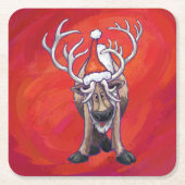 Rentierweihnachtsfest auf Green Rechteckiger Pappuntersetzer (Vorderseite)