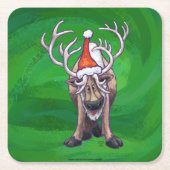 Rentierweihnachtsfest auf Green Rechteckiger Pappuntersetzer (Vorderseite)