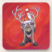 Rentierweihnachtsfest auf Green Untersetzer (Vorderseite)
