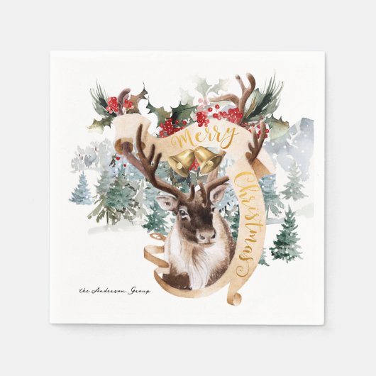 Rentierzucht | Frohe Weihnachten Party Serviette (Vorderseite)