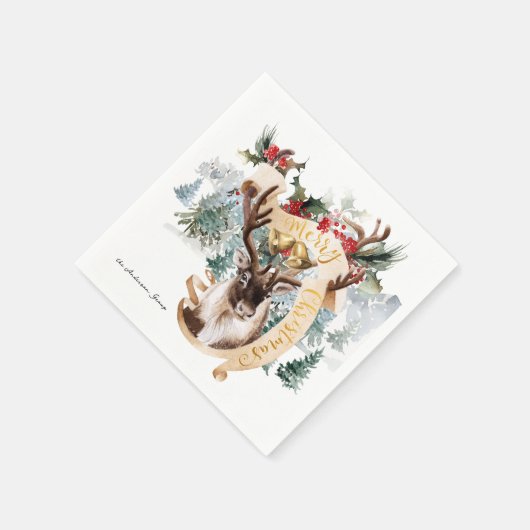 Rentierzucht | Frohe Weihnachten Party Serviette (Ecke)
