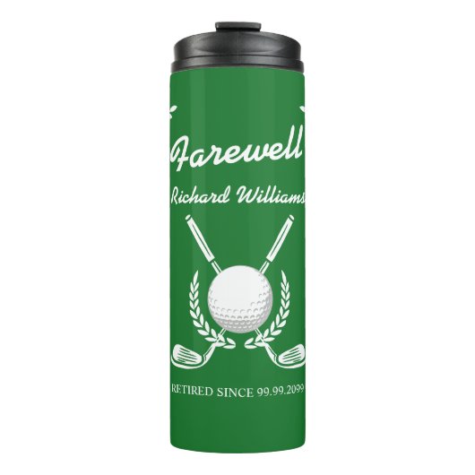 Rentirement Golf Clubs Wreath Themed Party Thermosbecher (Vorderseite)