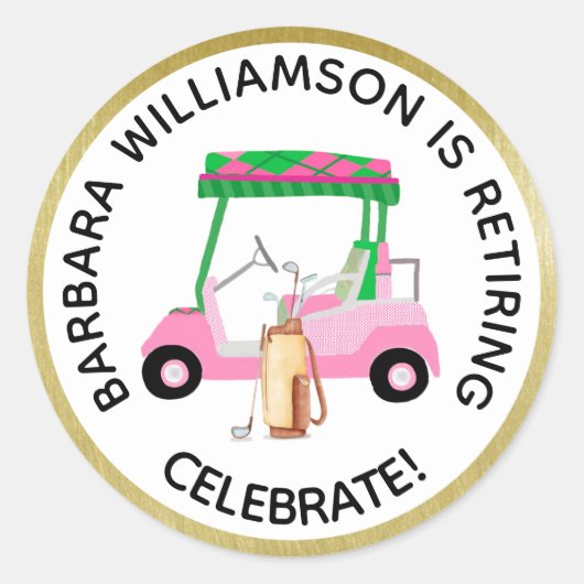 Rentirement Golf Themed Party Persönlich Runder Aufkleber (Vorderseite)