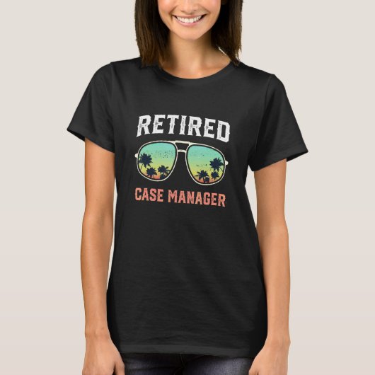 Rentner Case Manager Strand Palmenbaum Sonnenbrill T-Shirt (Vorderseite)