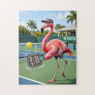 Rentner-Rosaflamingo im Tropical Pickleball Club  Puzzle